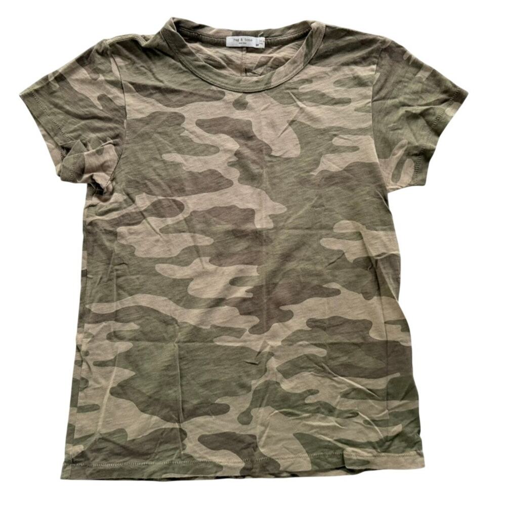 Rag & Bone Camo Tee Green Size Small Short Sleeve Crewneck Cotton - Picture 2 of 6